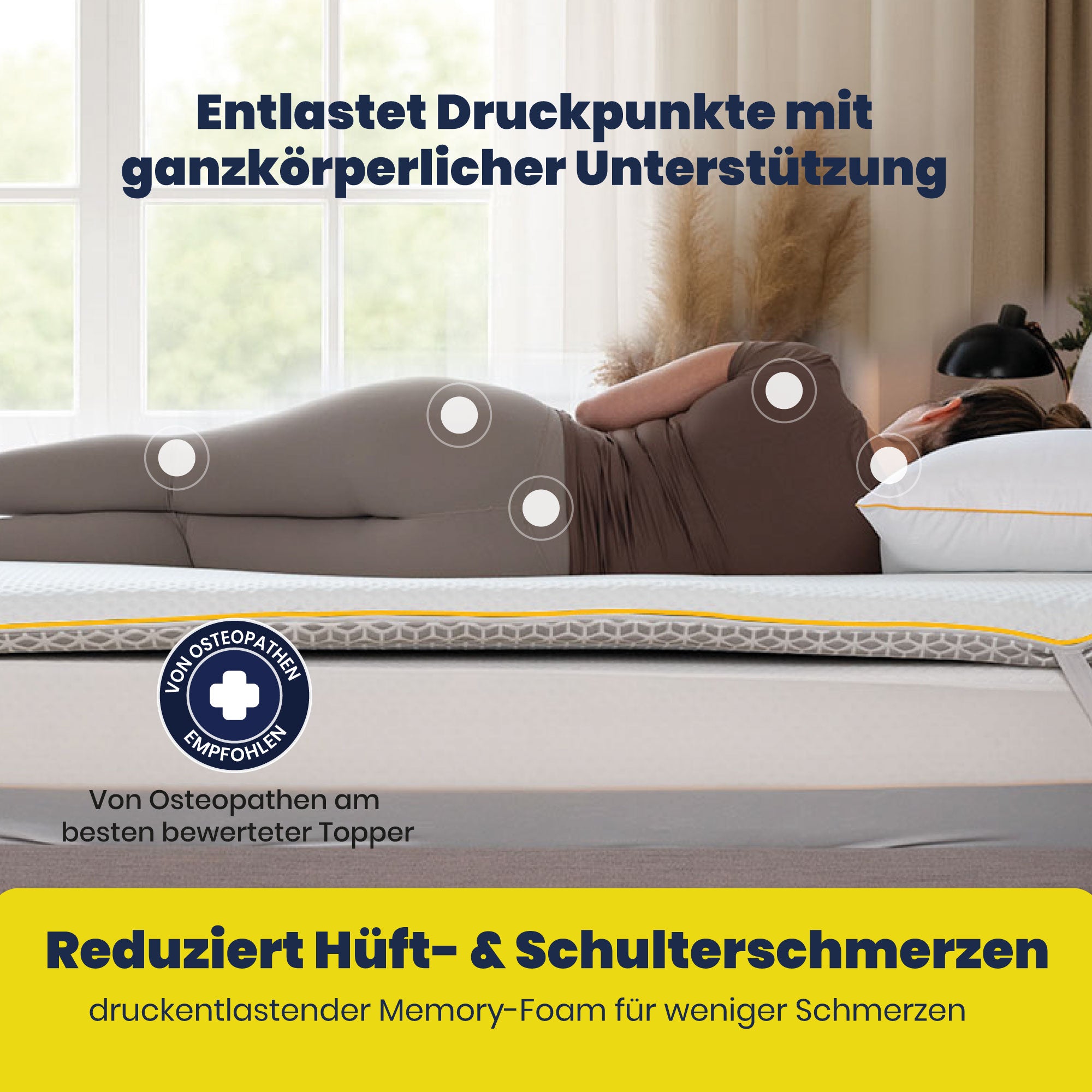 Brightr Aurora Visco-Schaum Matratzen Topper (H2/H3), 5 cm für optimale Druckentlastung bei Hüftschmerzen