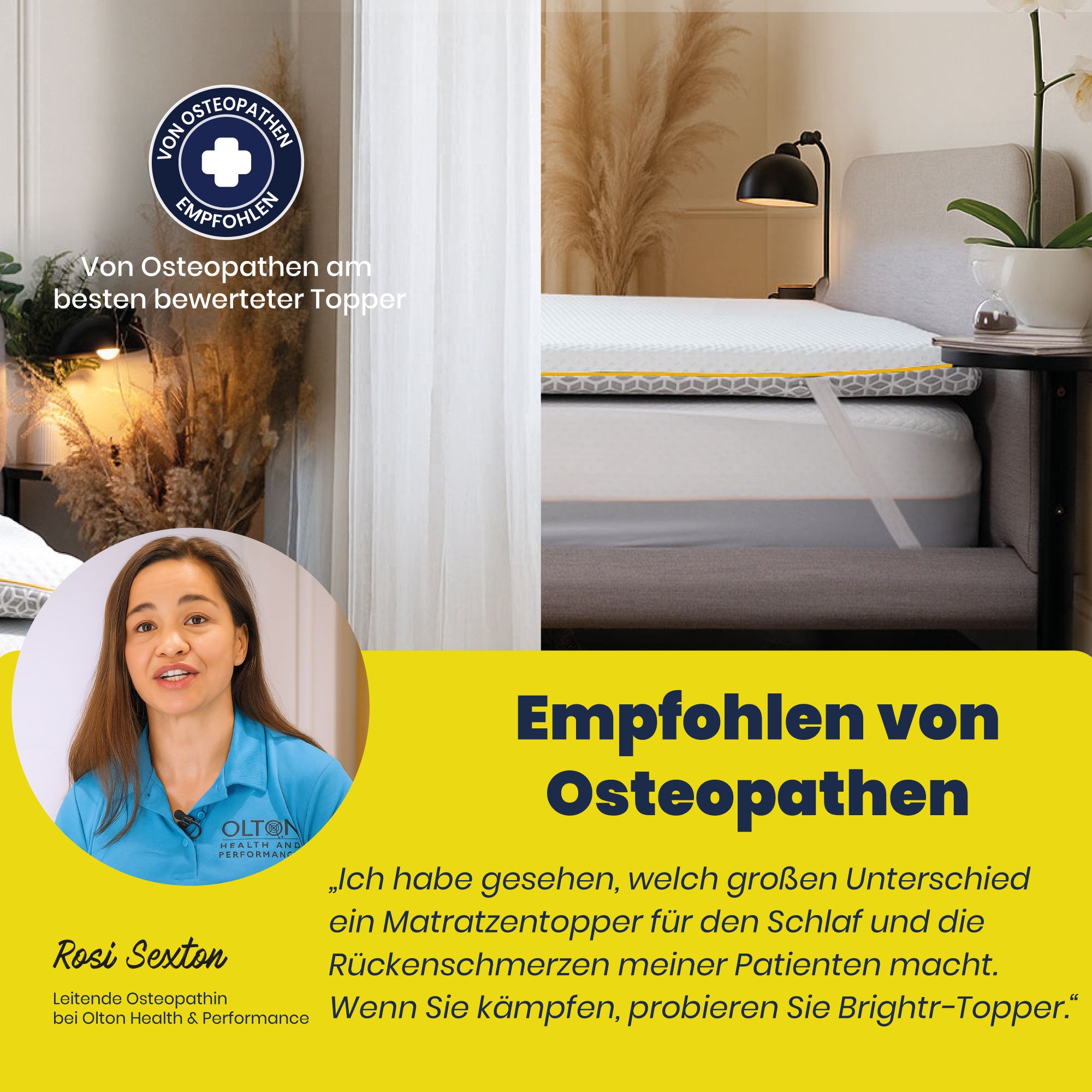 Brightr Aurora Visco-Schaum Matratzen Topper (H2/H3), 5 cm für optimale Druckentlastung bei Hüftschmerzen