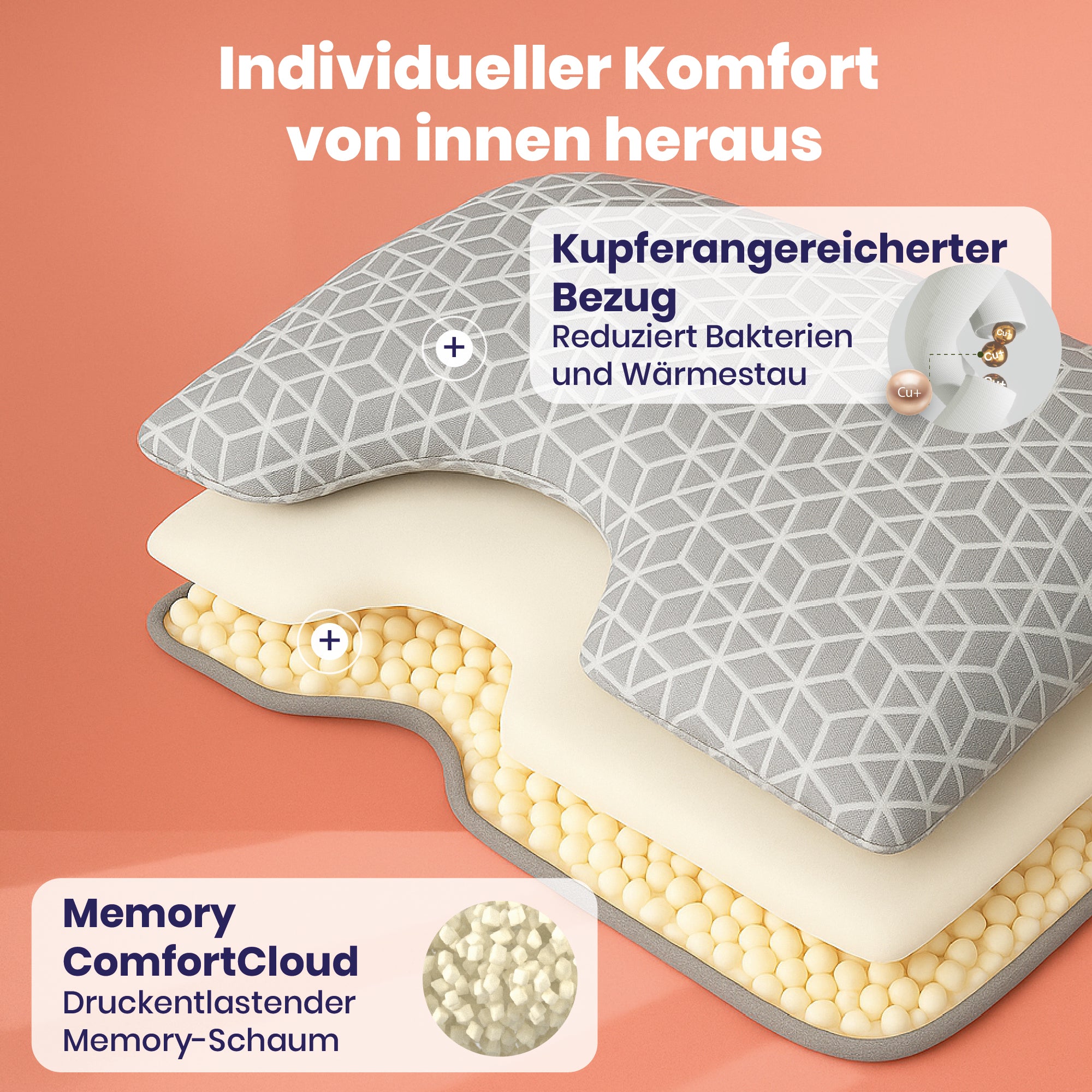 Brightr® MoonHug Adjustable Memory Foam pillow