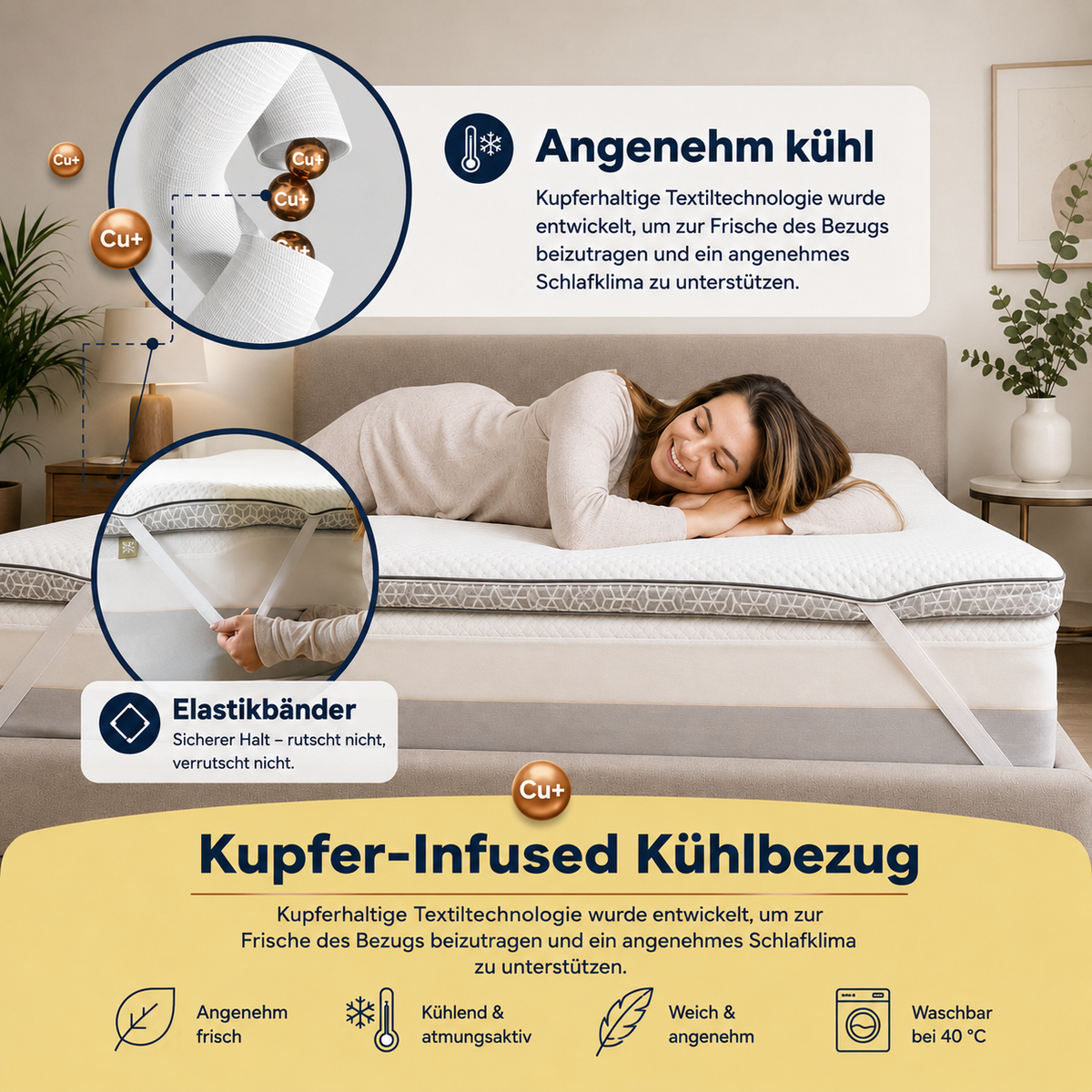 Brightr® Titan 5 cm Matratzentopper – fest & extra fest, wendbarer Schaumstoff-Topper für zu weiche Matratzen