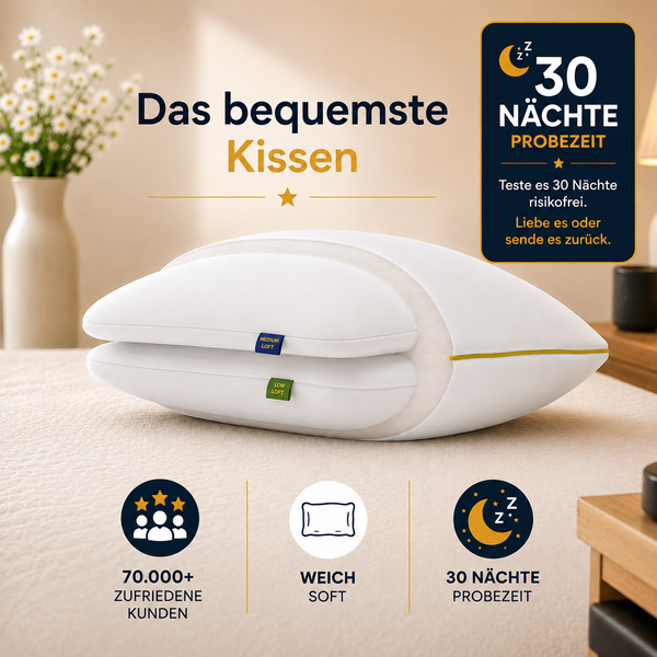Brightr® Nox Vegane Daunenalternative Kopfkissen 40x80cm