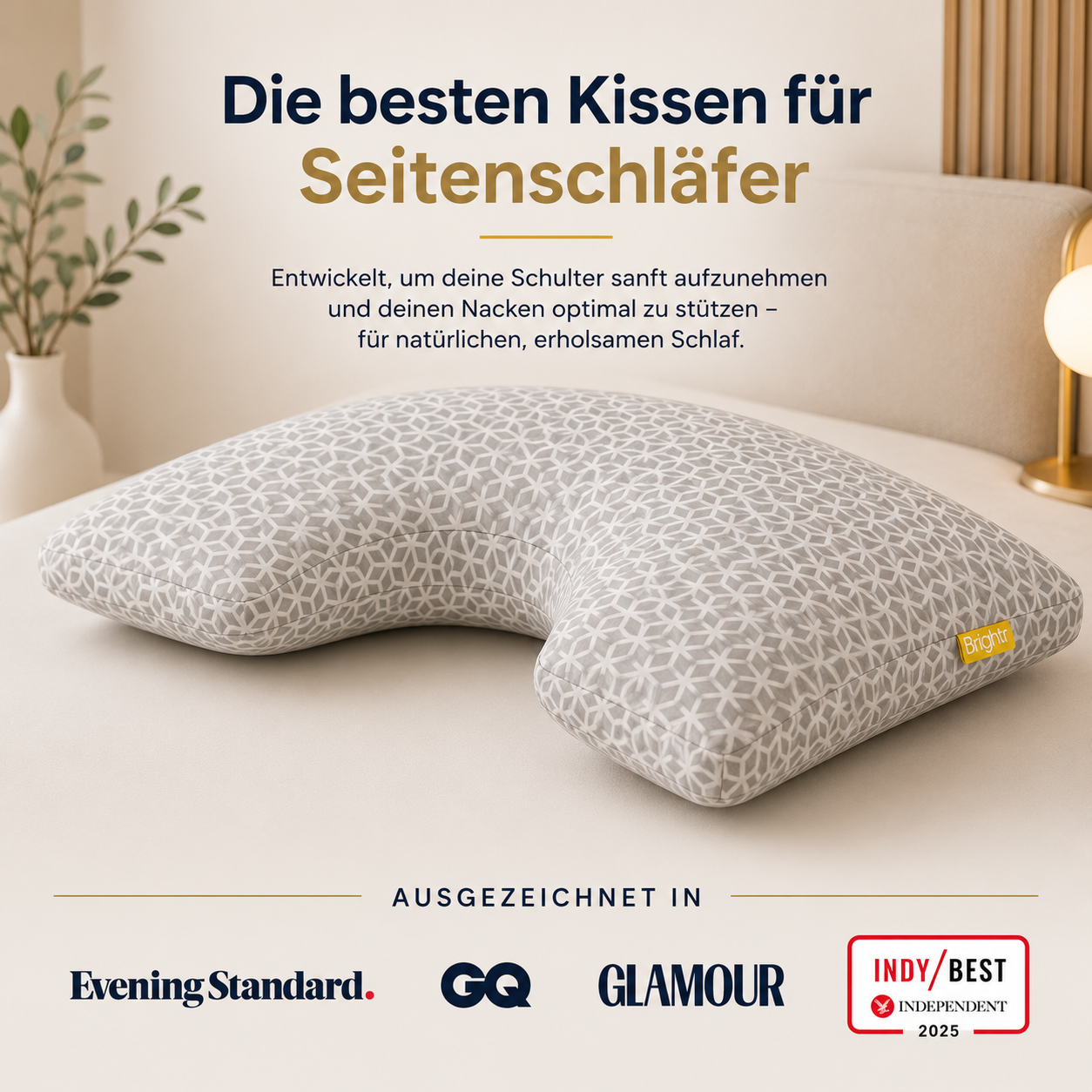 Brightr® MoonHug Ergonomisches Aussparungskissen für Seitenschläfer