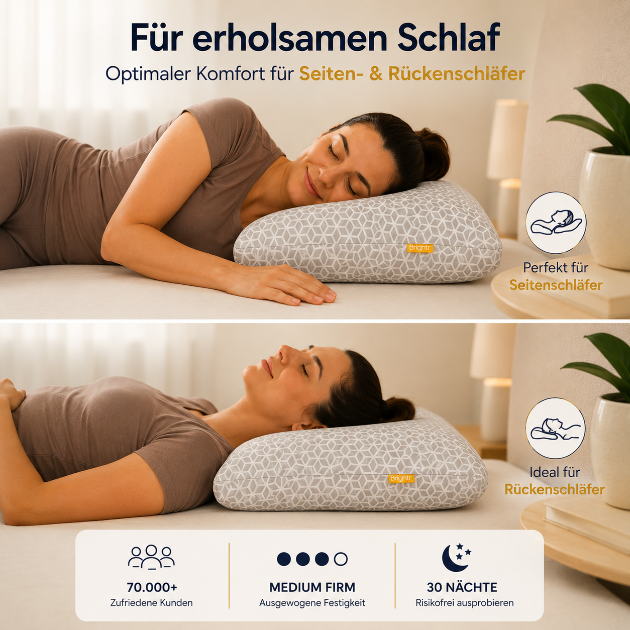 Brightr® MoonHug Ergonomisches Aussparungskissen für Seitenschläfer