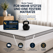 Brightr® Titan Deluxe Orthopädischer Kaltschaum Topper Hart (H5/H6), 8 cm, wendbar, ideal bei Rücken- & Hüftschmerzen